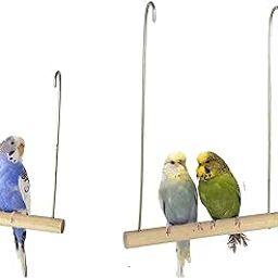 KSK Bird Parrot Chewing 2 Swing Sets Toys Set, Bird Hanging Bell Perches, Parrot Hammock Wooden Cage Stands for Small Parakeets, Cockatiels, Conures, Love Birds, Finches and Other Small Animals-image-24