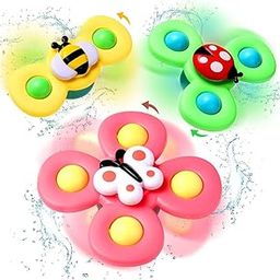 NHR Baby Bath Toys – 3 PCS Suction Cup Spinner Set for Toddlers | Sensory Toys Stick to Windows, Tables, High Chair Trays | Fun Spinning Toys for Bath Time & Baby Gifts-image-10