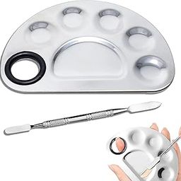Makeup Mixing Color Plate/Pallete stainless Steel with Spatula-44