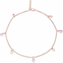 925 Sterling Silver Cubic Zirconia CZ Designer Star & Tear Drop Rose Gold Plating Anklet | Gift for Women & Girls |With Certificate of Authenticity & 925 Hallmark-image-94