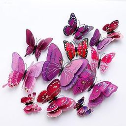 JAAMSO ROYALS Dark Pink 3D Magnet Butterefly Self Adhesive Home Décor Wall Sticker (Set of 12)-picture-14