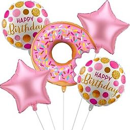 Propsicle Donut Theme Birthday Balloon Pack of 5, 28" Girls Donut Theme Foil Balloon Combo Fun Party Decorations for Kids & Adults-image-67