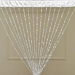 GOYCORS Artificial Plastic Beaded Solid Strings Hanging Door Curtain (7 x 4 feet, Silver)-image-99
