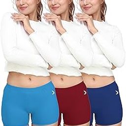 Flora Women's Boyshorts|100% Combed Cotton|High-Waist Comfort Fit|Soft & Breathable Panties|Multicolor|Snug Fit|(80 CM|Size S) - Aqua + Maroon + Navy Blue (Pack of 3)(FLORA-3P-S-C3_bzr)-image-93