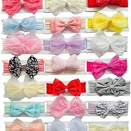 Luxelocks Set of 6 different pieces, Baby Headbands with Bows, Soft Elastic Hair Bands for Newborns and Infants, Multi-Colour (set of 6)-image-61