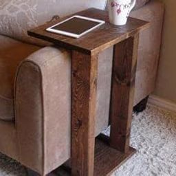 Umark Sheesham Wood Sofa Chair Arm Rest Tray Table Stand Natural Brown Finish (Large)-14