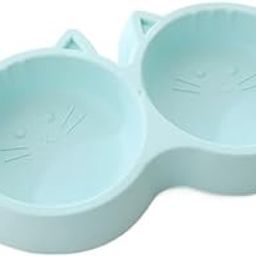 Foodie Puppies Non-Slip, Non-Toxic Pet Feeding Plastic Cat Face Shaped Double Bowl Food & Water Feeder 2-in-1 Bowl for Dogs, Puppies, Cats & Kittens (Color May Vary)-picture-5