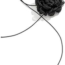 Elegant Rose Mesh Choker Necklace | Fashion Floral Statement Choker for Women and Girls (Mesh, Black)-image-67