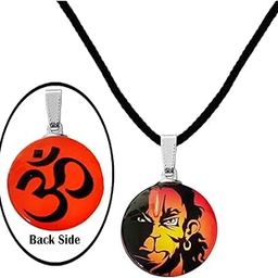 Religious Yoga Om And Lord Gadadhri Hanuman Pendant Necklace Multicolor Crystal, Cotton DoriSPn20221119-image-25