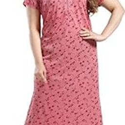 Women's Hosiry Printed Nighty – Soft & Comfortable Sleepwear with Floral Design, V-Neck, Short Sleeves – Full Length Night Gown for Women-image-10