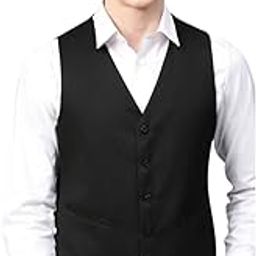 Gwalior Men's Waistcoat Black Sleeveless Latest V Neck Half Slim Jacket Formal Casual Stylish Coat for Wedding Party Office Wear-image-46