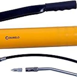 DURELO D12/9HD Heavy Duty Lever Grease Gun with Aluminum Die cast head, double air release valve with Steel Extension & Flexible Hose | Pressure 12000 Psi | Capacity 900gms - (Yellow)-13