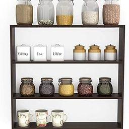 A.S Handicrafts y Multipurpose Wooden Wall Mounted Racks Shelf/Shelves for Kitchen Storage Boxes/Kitchen Organizer Items/Decorative Wall Mounted Rack - Living Room, Kitchen, Bedroom (Brown)-image-58