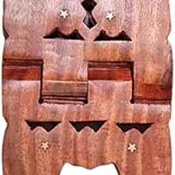 Kelwa Collections Handmade & Handcraft Sheesham Wooden Book Holder Display Stand Folding, Reading Stand with Intricate Carvings | Size (13 Inch)-84