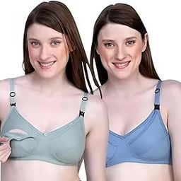Women's Cotton Full Cup Nursing Bra |Wire-Free,Non-Padded Feeding Bra with Adjustable Straps|Easy Access for Breastfeeding |Comfortable Bra,Soft Fabric, Breathable&Skin-Friendly Pack of 2-image-46