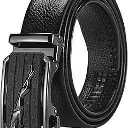 Genuine Leather Belt for Men with Black Panther Buckle | Formal Waist Original Leather Belt with Autolock | Adjustable Man Belt for Casual and Formal Wear (Black)-picture-8