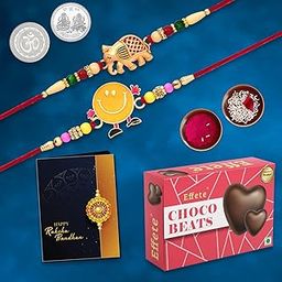 Oblivion Kids Rakhi | Elephant Shaped Rakhi | Smiley Rakhi For Brother With Chocolates (K2_305+306_CB32)-image-89