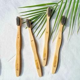 Rusabl Organic Bamboo Toothbrush for Adults (Pack of 4) Manual, Charcoal Activated Soft Bristles, Identification Marks, Biodegradable, Anti-Bacterial, Eco-friendly, Natural-12