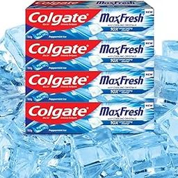 Colgate MaxFresh 600g (150g x 4, Pack of 4) Breath Freshener Toothpaste, , Peppermint Ice, Blue Gel Paste with Menthol, Cooling crystals for bad breath control-0