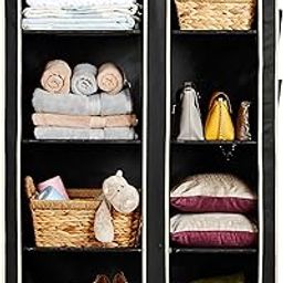 Amazon Brand - Solimo 2-Door Foldable Wardrobe,8 Racks,Black,Plastic-15