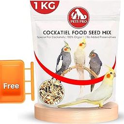 generic Pets Pro Cockatiel Food Special Made Only for Cockatiels Seeds Mix 1KG + Feeder | 11+ Seed Millets Add in Food for Cockatiel | Breeding Time Feed-picture-0