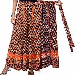 Premium Cotton Wraparound Skirt for Women (Coca 1, Free Size)-image-85