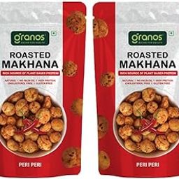 Granos Peri Peri Roasted Makhana 60g, Crunchy Fox Nuts, Lotus Seeds, Healthy & Gluten-free Sn ack, 100% Vegan, No Palm Oil, High Protein-Low Fat, Trans-fat Free, Rich in Plant Based Protein (Pack of 2)-image-4