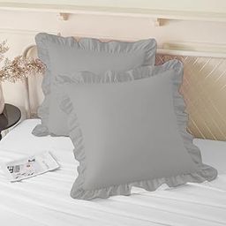 KANCHI DECOR - Microfiber Ruffle Luxury Beddingline Sheet Cushion Cover | Super Soft Elegant Premium Microfiber Frill Cushion Cover Set of 2 - Silver Grey | 16x16 Inch-image-32