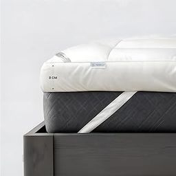 Cotton Home Super Soft Fabric Mattress Topper Hotel Luxury Fluffy Soft Comfortable Breathable 800 GSM Extra Thick Bed Topper With Elastic Bands 120cmx200cm+8cm, White, Full-image-43