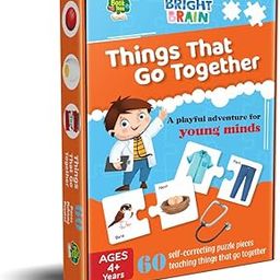 THE BOOK TREE Bright Brain Things That Go Together 60 (30 Sets) Piece Jigsaw Puzzle For Preschoolers, Educational Toy For Learning Matching Pictures With It'S Pair By Majestic Book Club, For Kid-picture-22