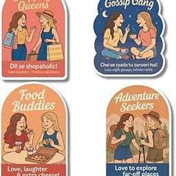 Regalo Casila Friendship Fridge Magnet Set with Fun Quotes for Girls Shopping Travel Food Gossip Themes for Best Friends Room Fridge Decor Set of 4-image-31