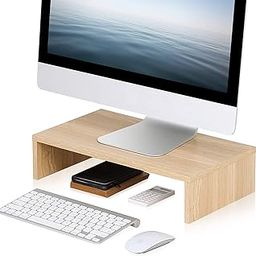 Ganga UniShop Monitor Stand in Wood Tabletop Screen Riser for Computer Organiser Shelf with Storage (Style-7)-20