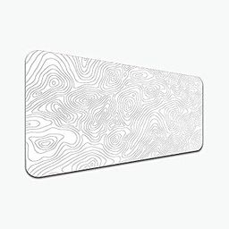 OUTFITQUE Japan Series “Topography White”(Limited Edition) Gaming Mouse Pad L 585mm x 280mm x 3mm (23 * 11 inches), Water & Dust Resistant Desk Pad, Gaming & Work Desk Mat.-25