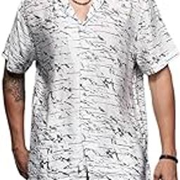 SHOWOFF Men's Printed Cuban Collar White Relaxed Fit Co-Ords Set-Timo-3009_White-picture-10