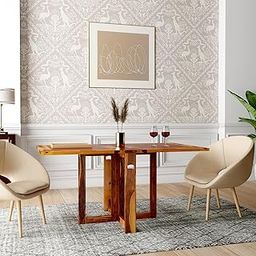 ANGEL FURNITURE Solid Sheesham Wood Foldable Dining Table Compact Design (Plain Top, Honey Finish)-27