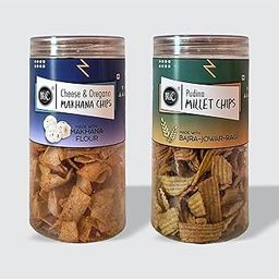IRIE Pudina Millet Chips & Makhana Chips Cheese & Oregano | Roasted Healthy Chips | Gluten-Free | Healthy Snacks for Kids & Adults - Pack of 2 (130g Each)-image-51