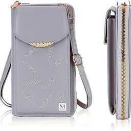 Womens Crossbody Wallet, Small Mobile Cell Phone Holder Bag, Pocket Wallet, Hand Purse, Clutch Mobile Sling Bag, Phone Pouch For Women,Grey-image-14