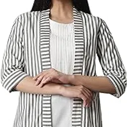 w for woman Women's Ecru & Black Striped Shrug Regular-picture-48
