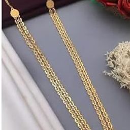 NAINA 2 Lines Multi Layered Gold Polish Haram 2 lines Chandraharam Moppu Chain Chapla Haar Mugappud Chain Side Locket ChainWomen Jewelry(C.NAINA 2 Lines,F)-image-47