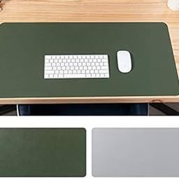SYGA Desk Pad Protector Waterproof PU Desk Mat Blotters on Desktop Laptop Computer Gaming Keyboard Mouse Pad Non-Slip Desk Writing Mat Cover for Office & Home 90CM * 45CM Green & Silver-1
