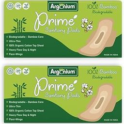 Argonium Prime Biodegradable Bamboo Sanitary Pads - (Pack Of 2*20 = 40 Pads XXL-330mm) | Pure Bamboo Base, Rash-Toxin-Irritation Free, High Absorbent, Heavy Flow, Extra Long Day-Night Napkin For Women Skin Friendly-picture-25