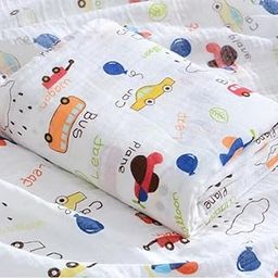 Kassy Pop Baby Muslin Cotton Bath Towel - Also Usable as a Baby Blanket/Swaddler, 105 X 105 cm (Multicolor Car)-19