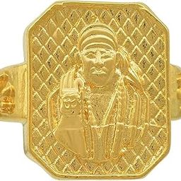 Gold Plated Brass Shirdi Sai Baba Finger Ring Band Temple Spiritual Jewellery for Unisex-picture-13