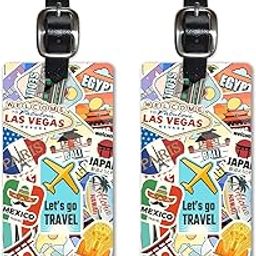Lentikart 3D Lenticular Luggage Tag Long Set of 2 | World Famous Stamp Sticker | Luggage/Bag/Travel ID Label Tags for Suitcase & School Bags-image-78