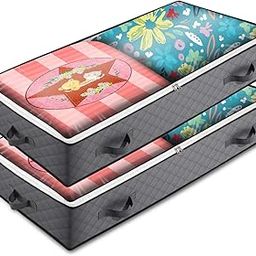MIXDE Under bed Storage Bags, 100L Underbed Storage Containers with Reinforced Handles, Large Capacity Breathable Non-woven Under the Bed Storage Bins for Blanket, Pillows, Comforters and Quilts (2)-image-0