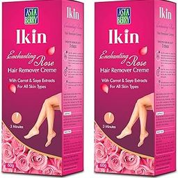 Ikin Rose Hair Remover Cream For All Skin - Bikini Hair Removal Cream For Women & Girls (Pack of 2 (60gm X 2))-image-48