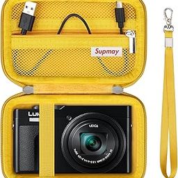 Supmay Hard Travel Case for Panasonic LUMIX LX10 / ZS200D / ZS200 / ZS80D / ZS80 / ZS100 / ZS70 / ZS60 4K Digital Camera, Protective Case Bag with Mesh Pocket for Battery Pack, Charging Cable, Yellow-image-66