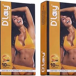 D'lay Dotted Real Feel Condoms for Men | Ultra Soft for Extra Pleasure and Satisfaction | Long Lasted, Lubricated | Orange Flavour Condoms - 10 (Pack of 2)-13