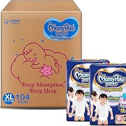 MamyPoko Pants Extra Absorb Baby Diapers, X-Large (XL), 104 Count, 12-17 kg-27