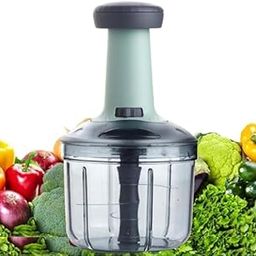 Triptool Manual Push Chopper 700ML – Hand Press Vegetable & Fruit Cutter with 6 Stainless Steel Blades – Salad Chopper – Locking Storage Design, Adjustable Cutting Size – BPA-Free (1200ML)-image-75